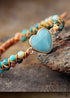 Boho Bracelet, Friendship Bracelet, Macrame Bracelet, Blue Heart Amazonite